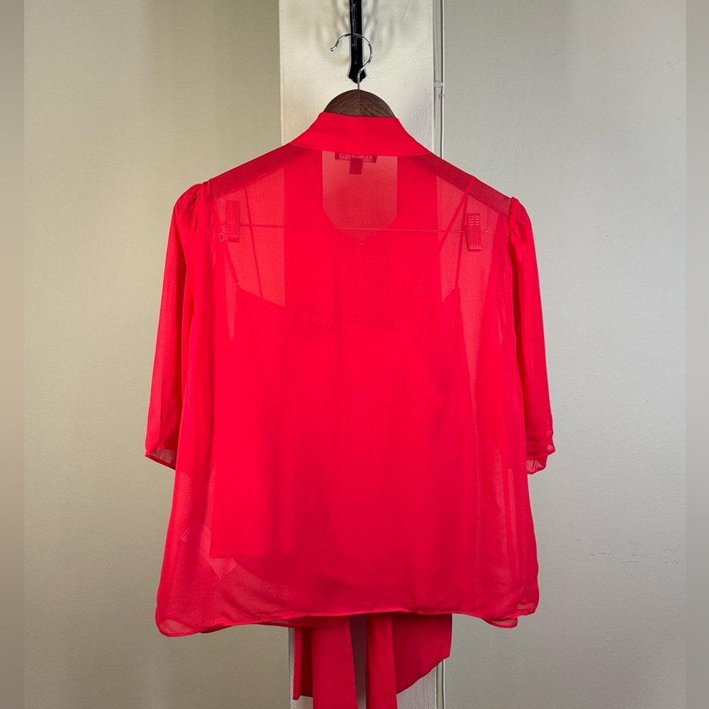 NWOT. J. Crew Tie-neck button-up top in sheer chiffon - Picture 3 of 7